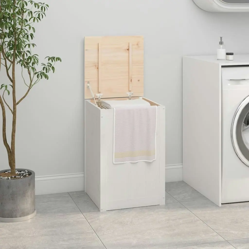 Laundry Box White 44x44x66 cm Solid Wood Pine 823565