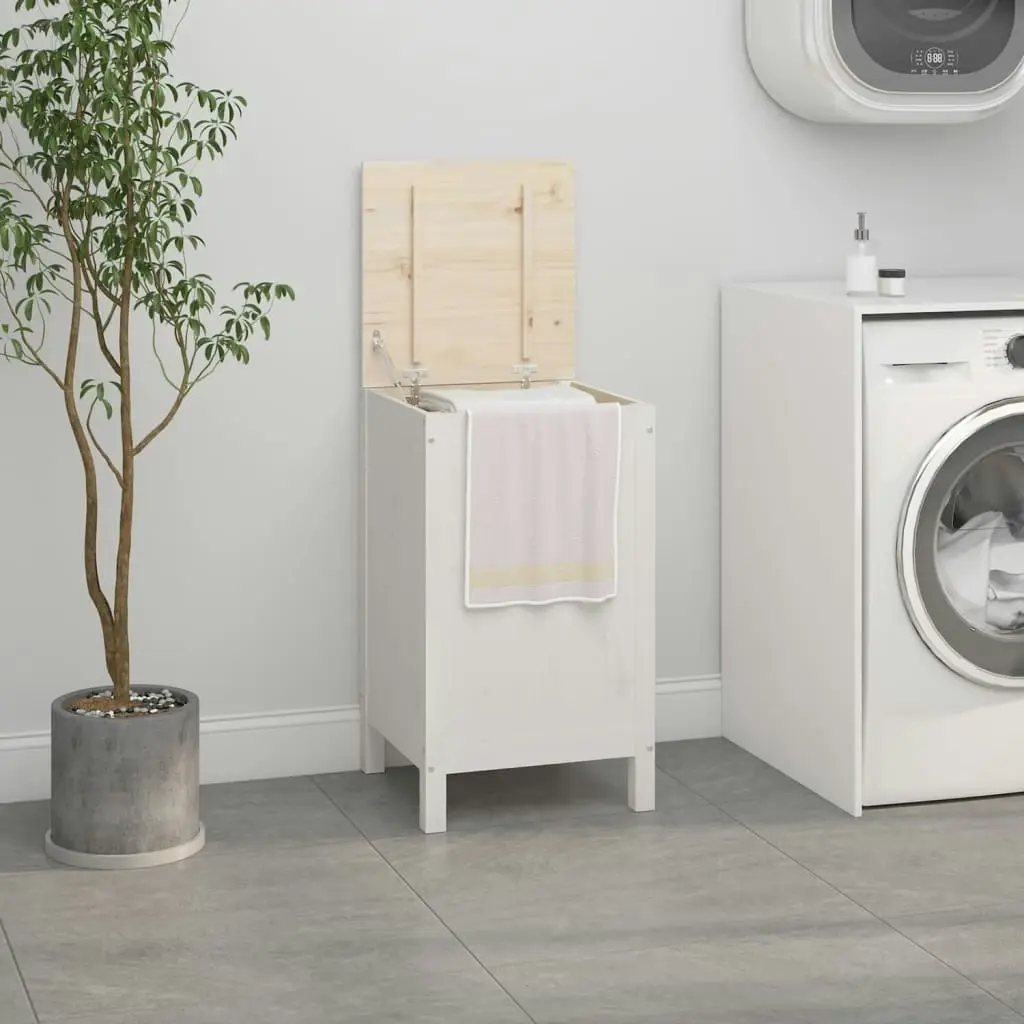 Laundry Box White 44x44x76 cm Solid Wood Pine 823575