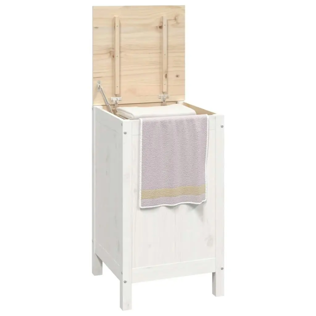 Laundry Box White 44x44x76 cm Solid Wood Pine 823575