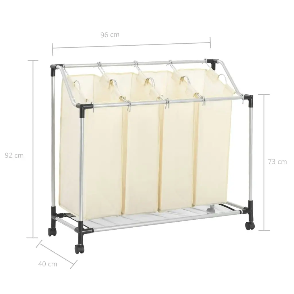 Laundry Sorter with 4 Bags Cream Steel 282428