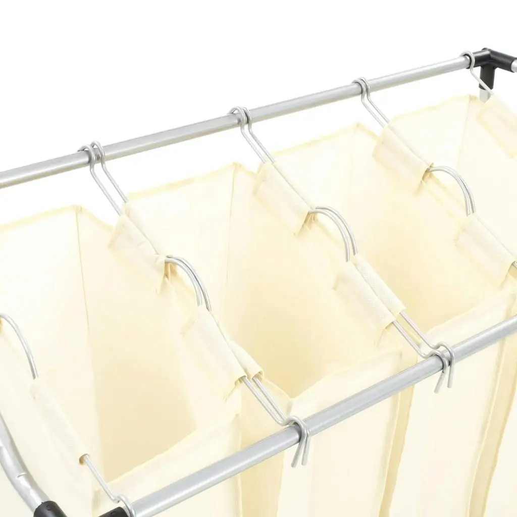 Laundry Sorter with 4 Bags Cream Steel 282428