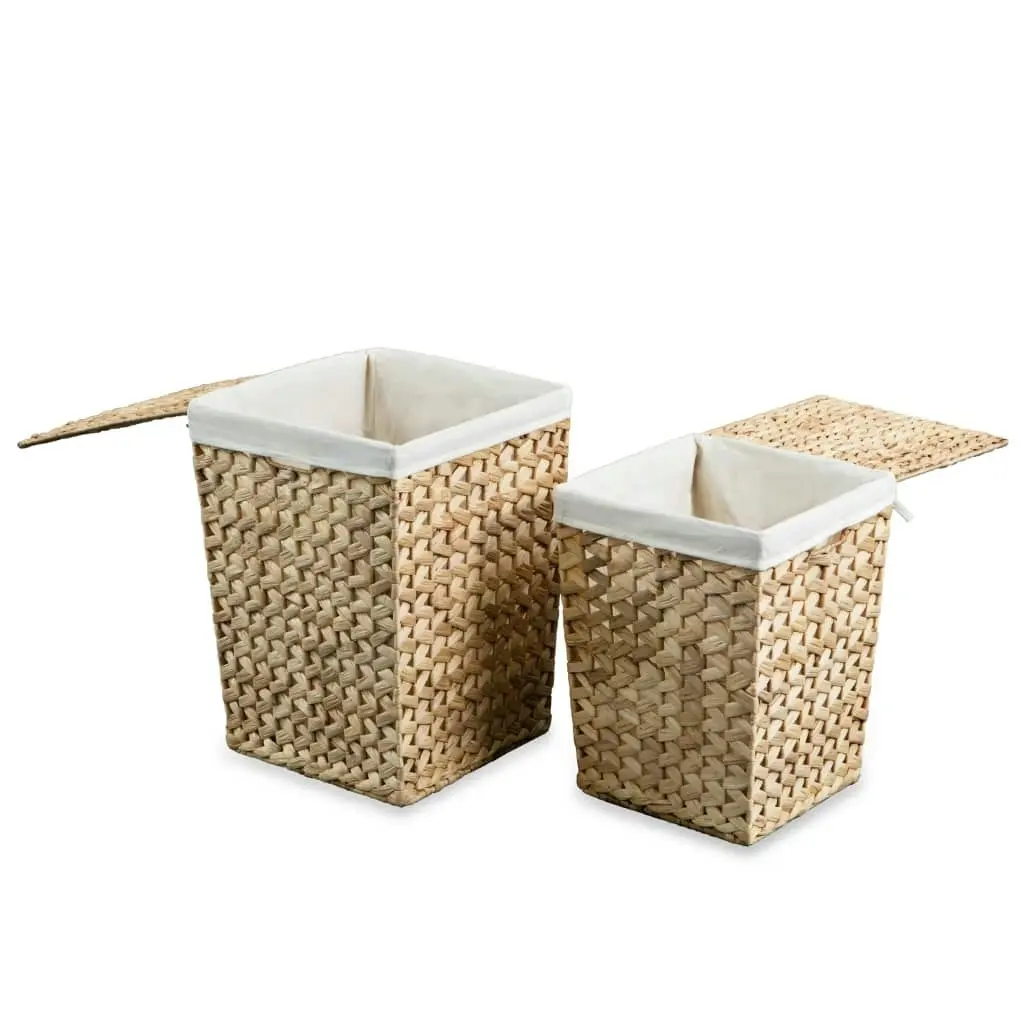 Laundry Basket Set 2 Pieces Water Hyacinth 245488