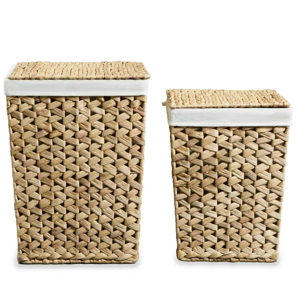 Laundry Basket Set 2 Pieces Water Hyacinth 245488