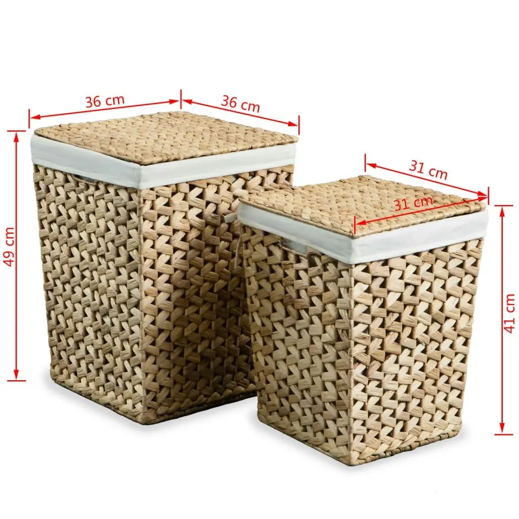 Laundry Basket Set 2 Pieces Water Hyacinth 245488