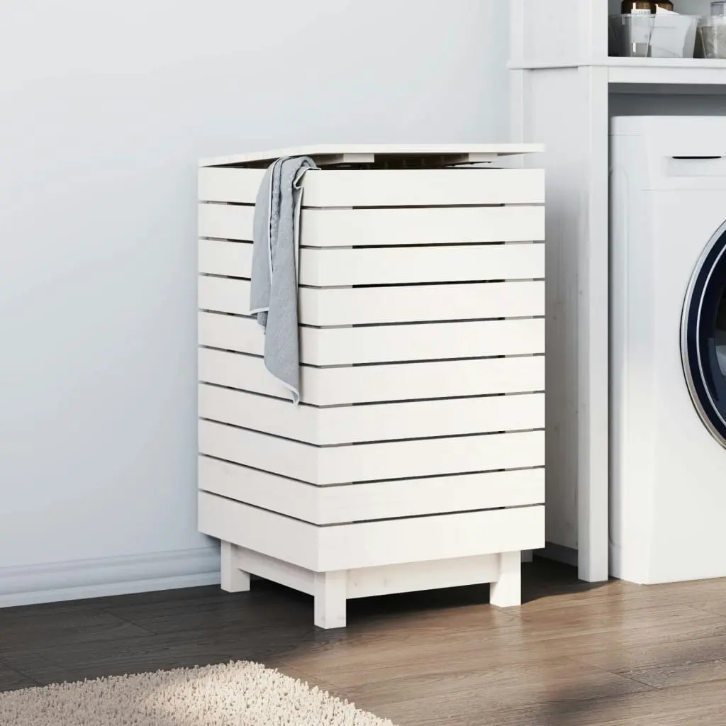 Laundry Basket White 44x44x76 cm Solid Wood Pine 832322