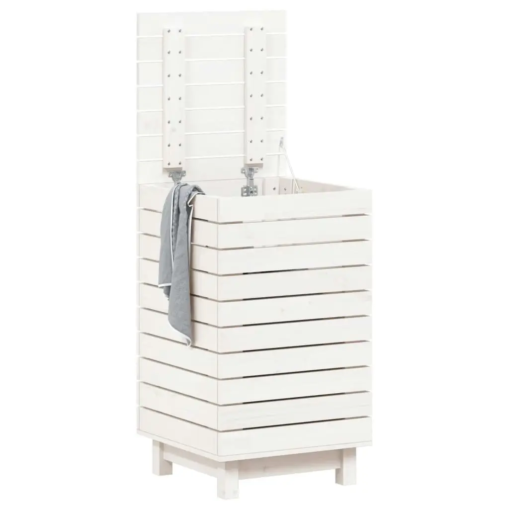 Laundry Basket White 44x44x76 cm Solid Wood Pine 832322