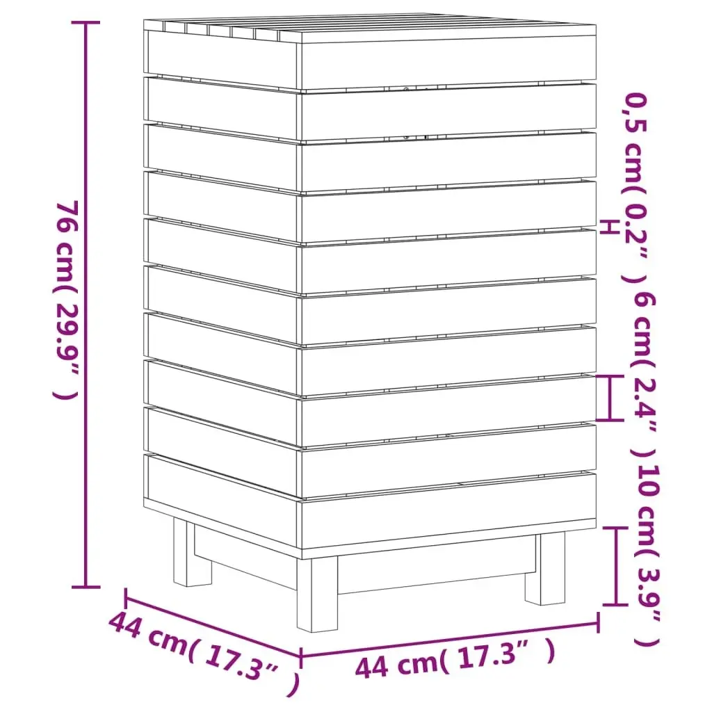 Laundry Basket White 44x44x76 cm Solid Wood Pine 832322