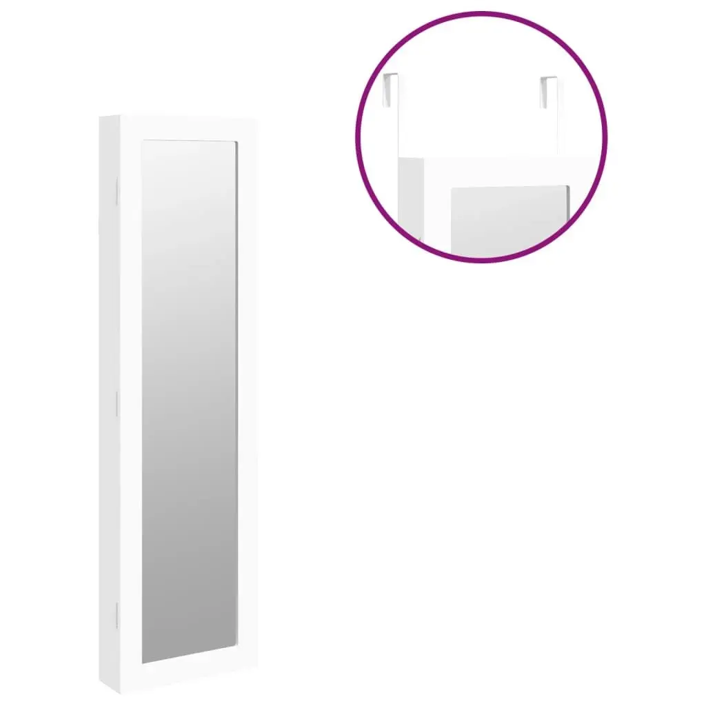 Mirror Jewellery Cabinet Wall Mounted White 30x8.5x106 cm 353214