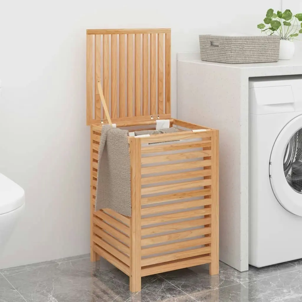 Laundry Basket 45x45x65 cm Solid Wood Walnut 350353