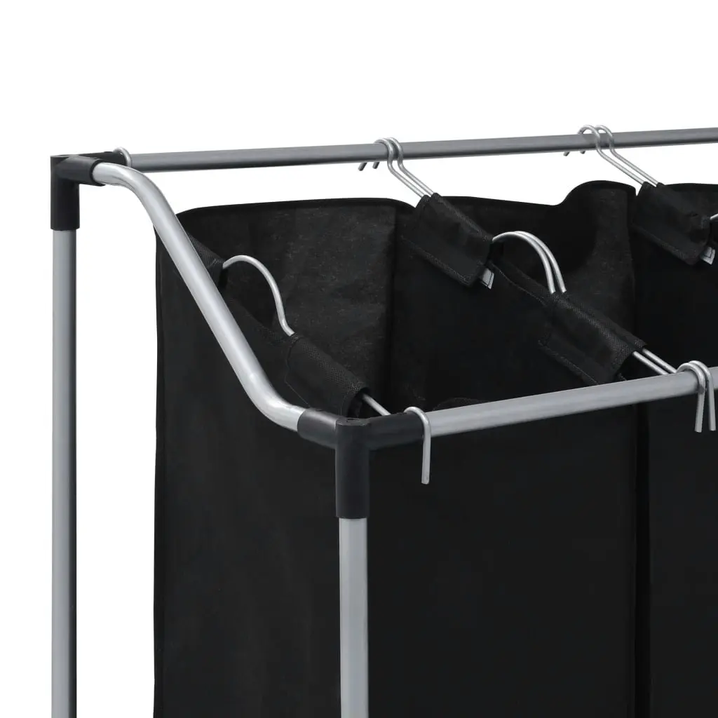 Laundry Sorter with 3 Bags Black Steel 282426