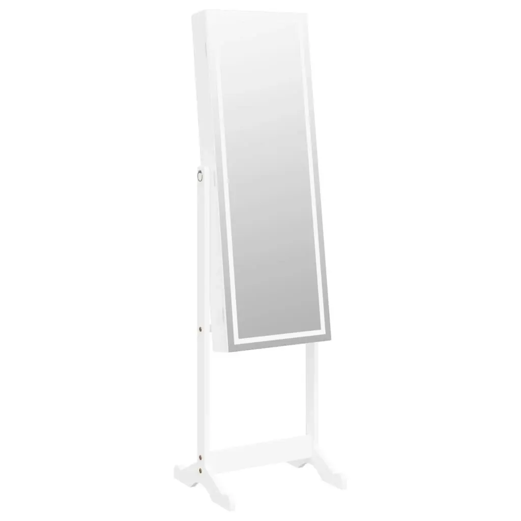 Mirror Jewellery Cabinet with LED Lights Free Standing White 353262