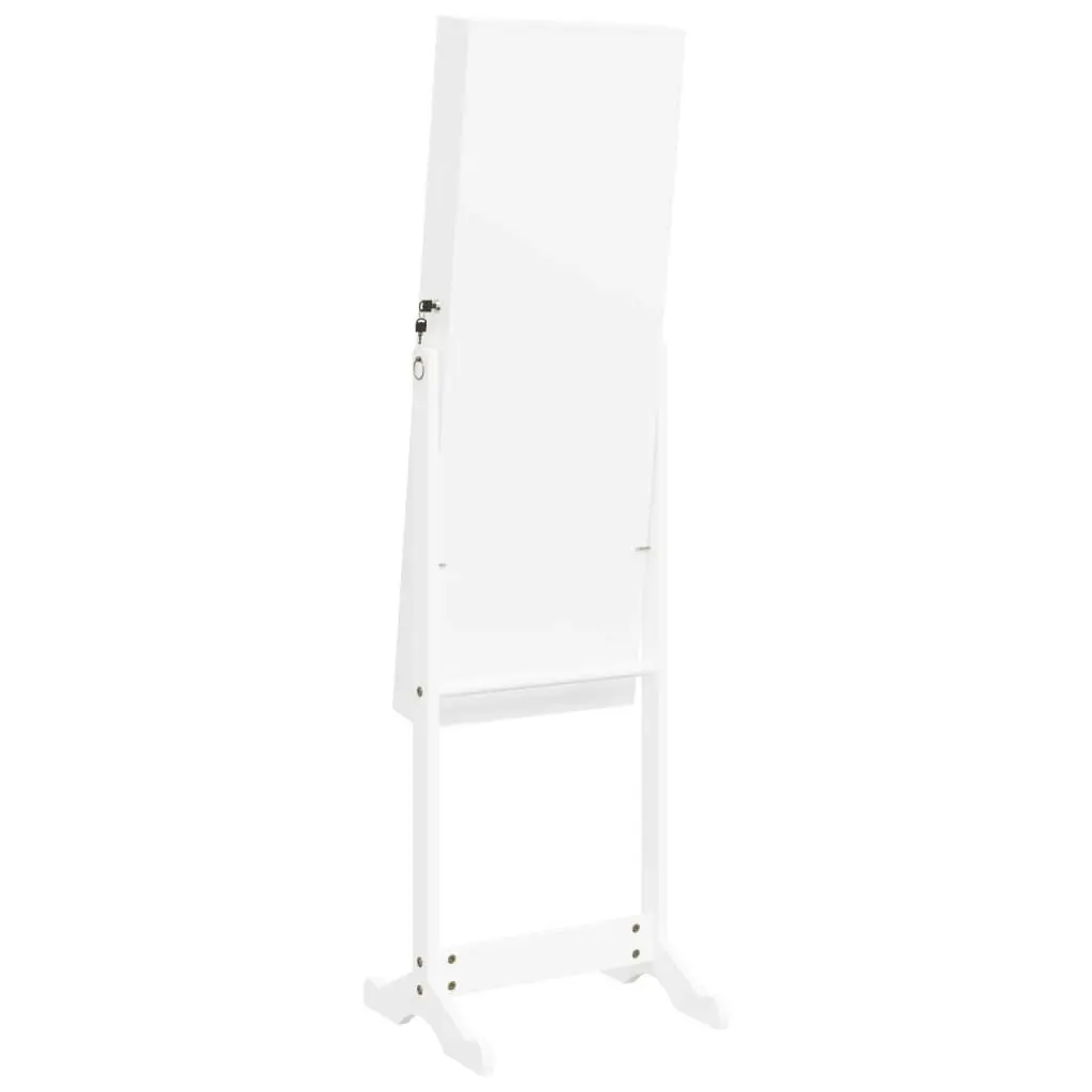 Mirror Jewellery Cabinet with LED Lights Free Standing White 353262