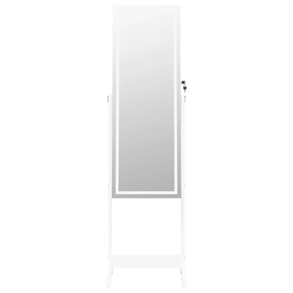 Mirror Jewellery Cabinet with LED Lights Free Standing White 353262