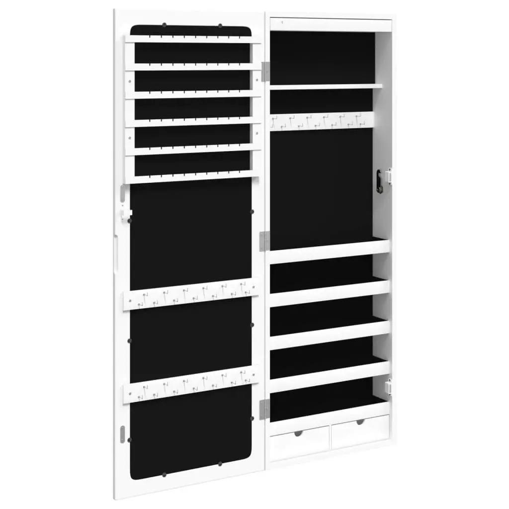 Mirror Jewellery Cabinet with LED Lights Wall Mounted White 353235