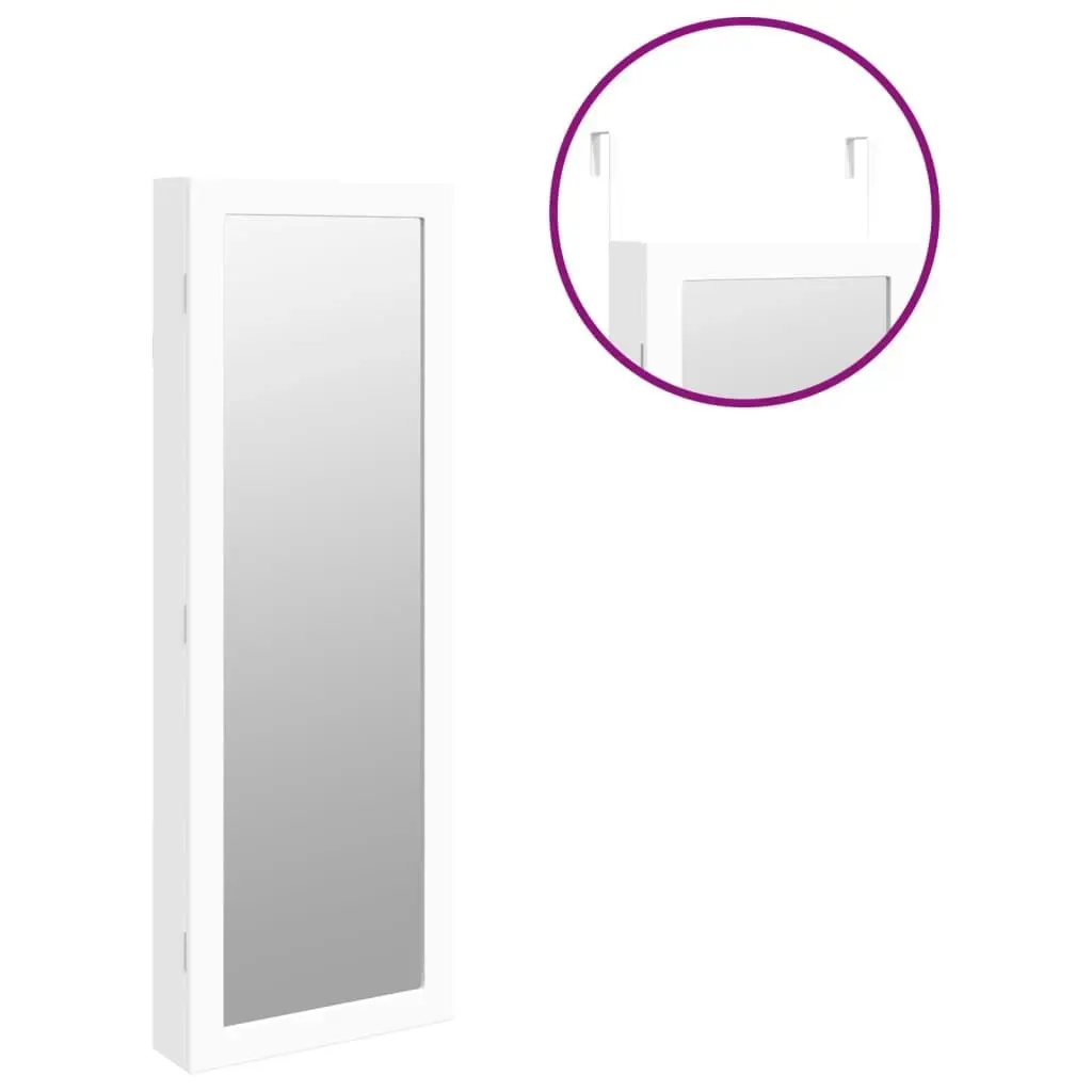 Mirror Jewellery Cabinet with LED Lights Wall Mounted White 353235