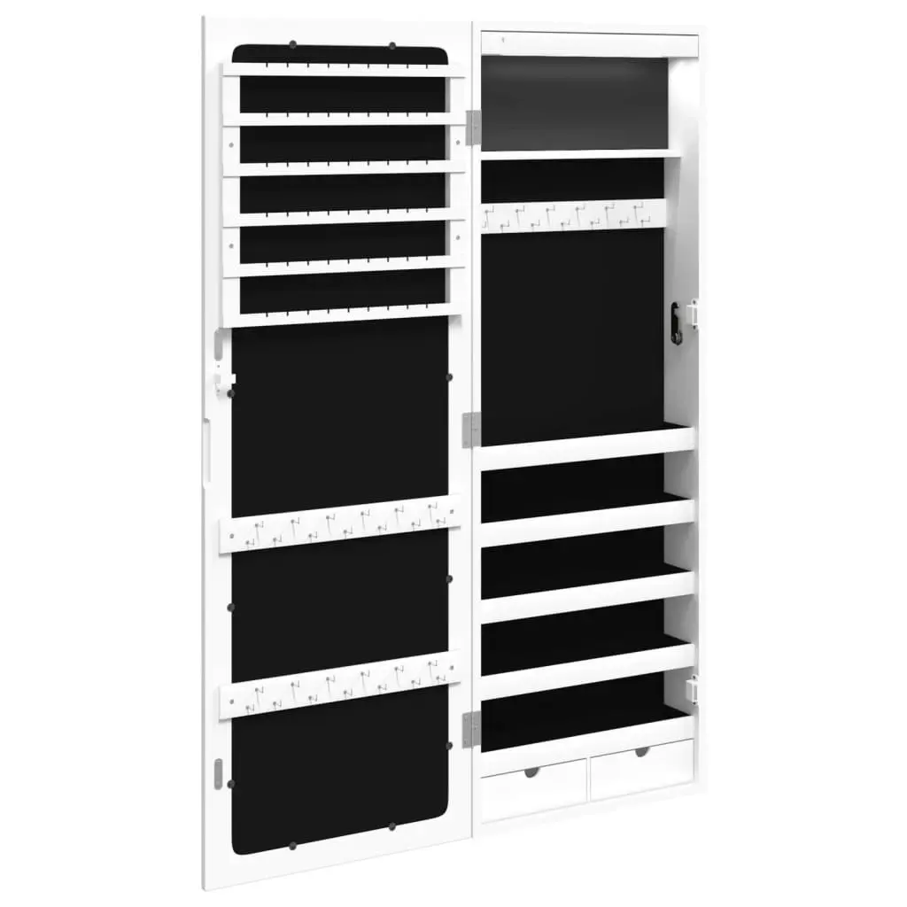 Mirror Jewellery Cabinet with LED Lights Wall Mounted White 353235