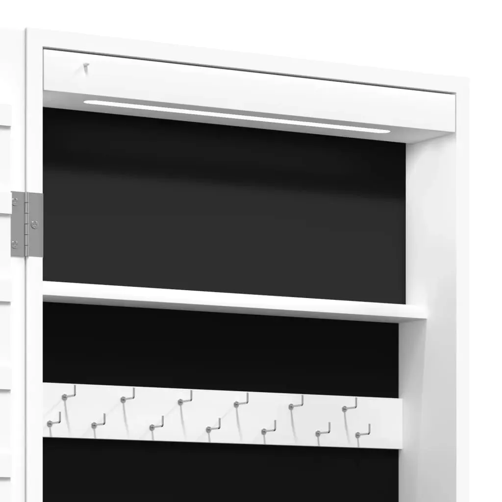 Mirror Jewellery Cabinet with LED Lights Wall Mounted White 353235