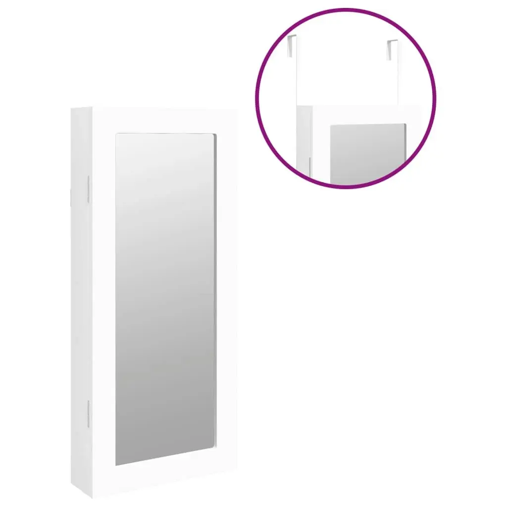 Mirror Jewellery Cabinet Wall Mounted White 30x8.5x67 cm 353208