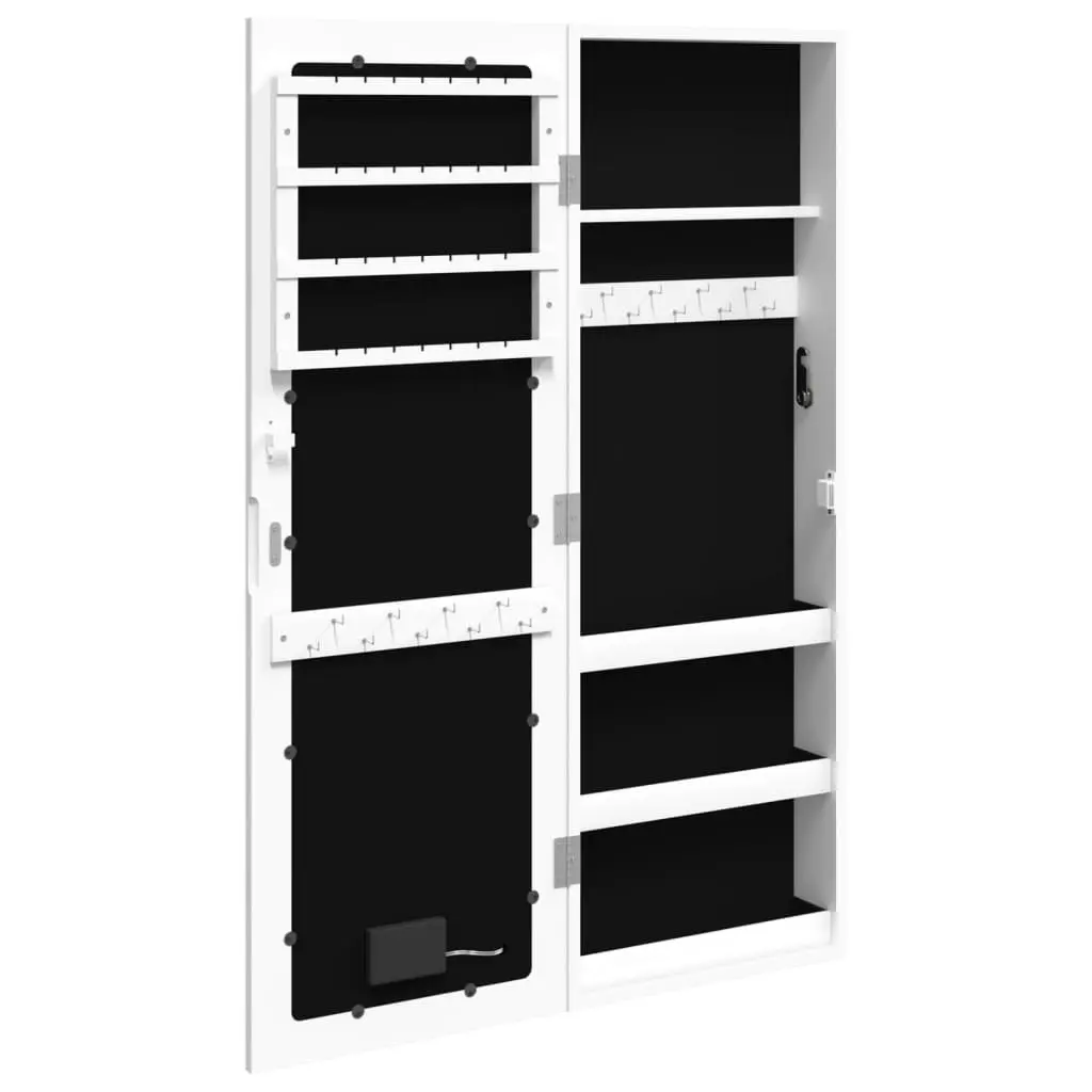 Mirror Jewellery Cabinet with LED Lights Wall Mounted White 353250