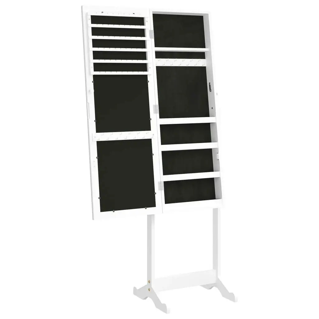 Mirror Jewellery Cabinet Free Standing White 42x38x152 cm 353256