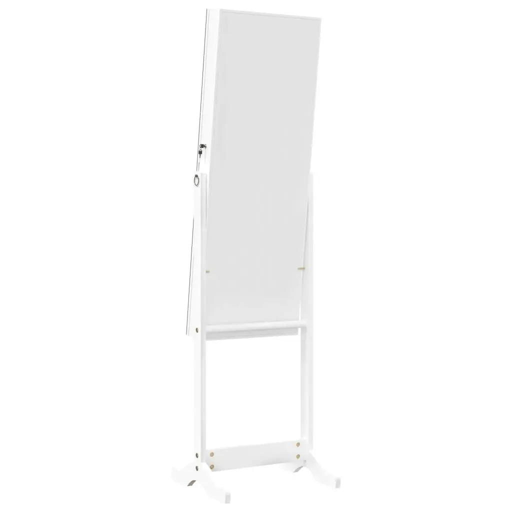 Mirror Jewellery Cabinet Free Standing White 42x38x152 cm 353256