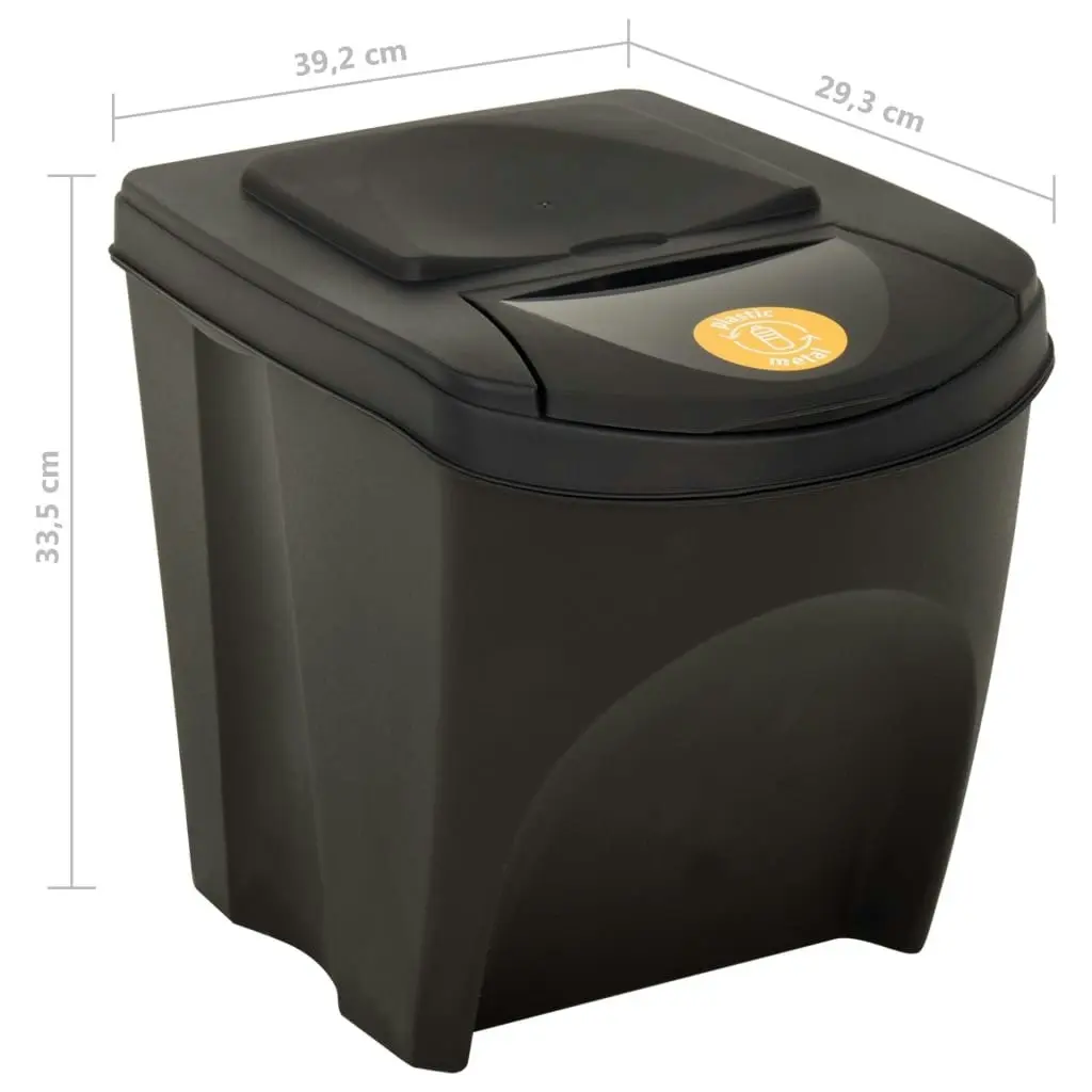 Stackable Garbage Bin Boxes 3 pcs Anthracite 75 L Polypropylene 316184