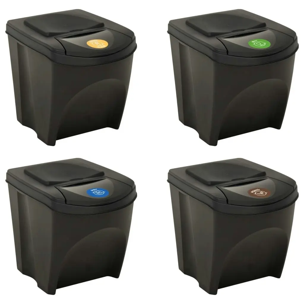 Stackable Garbage Bin Boxes 4 pcs Anthracite 100 L Polypropylene 316185