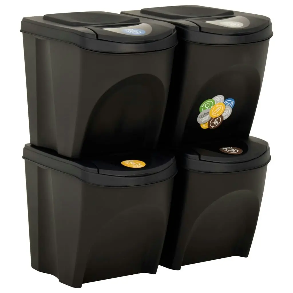 Stackable Garbage Bin Boxes 4 pcs Anthracite 100 L Polypropylene 316185