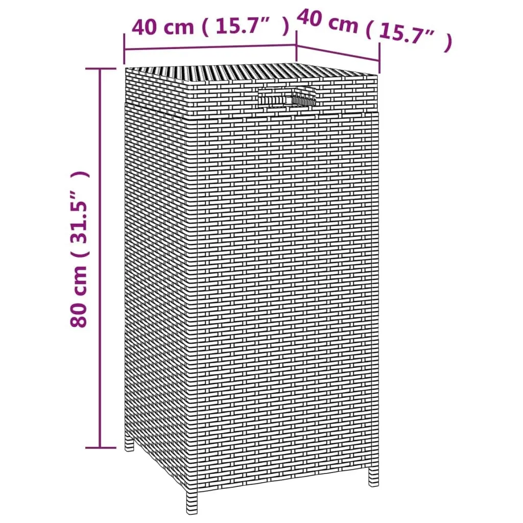 Trash Bin Black 40x40x80 cm Poly Rattan 319410