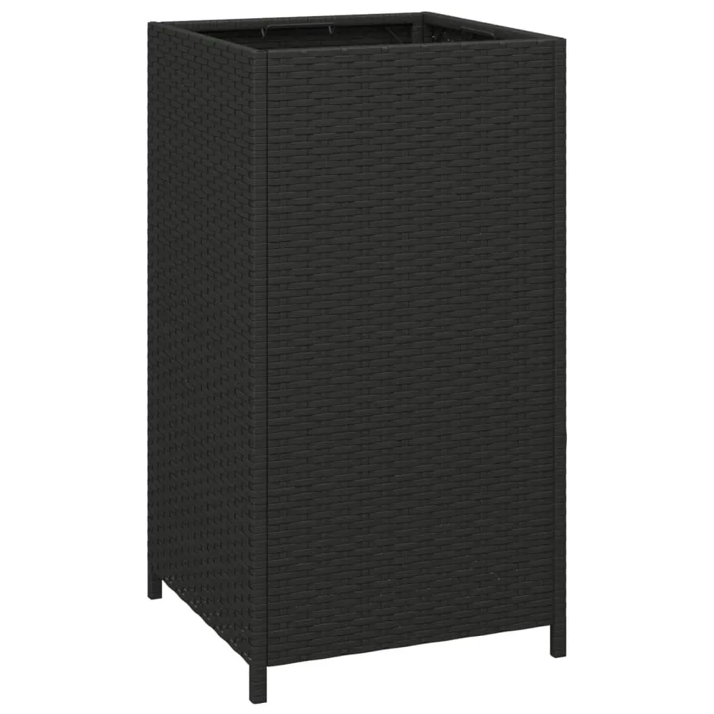 Trash Bin Black 40x40x80 cm Poly Rattan 319410