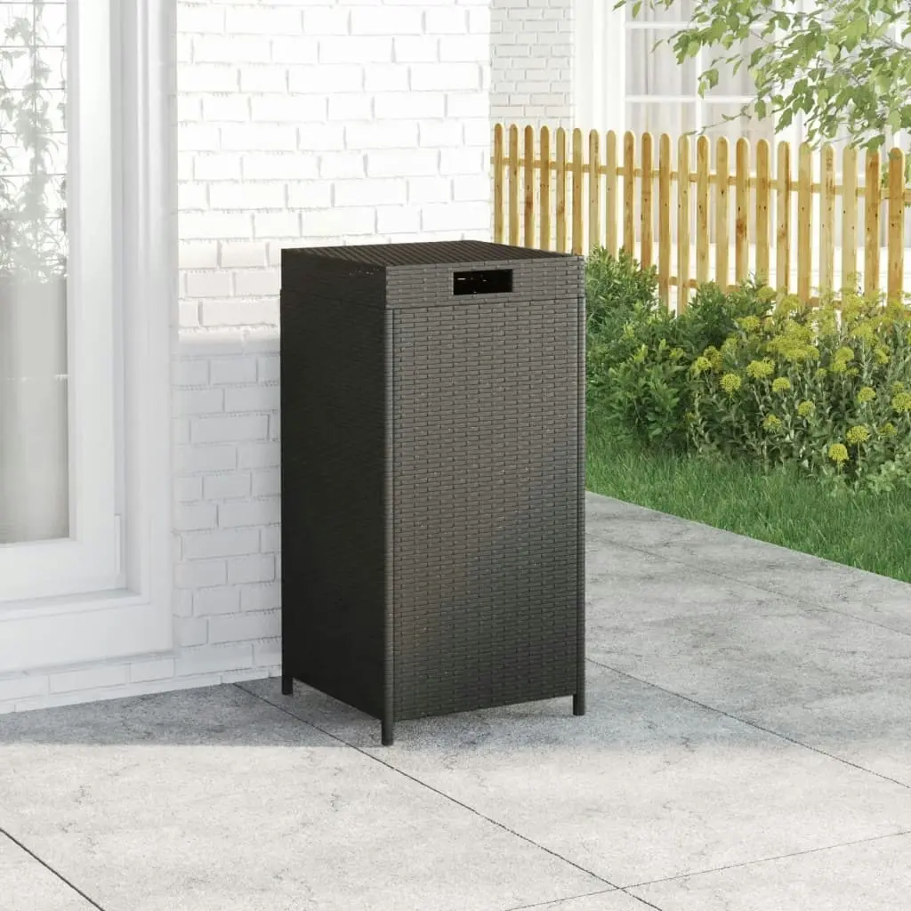 Trash Bin Black 40x40x80 cm Poly Rattan 319410