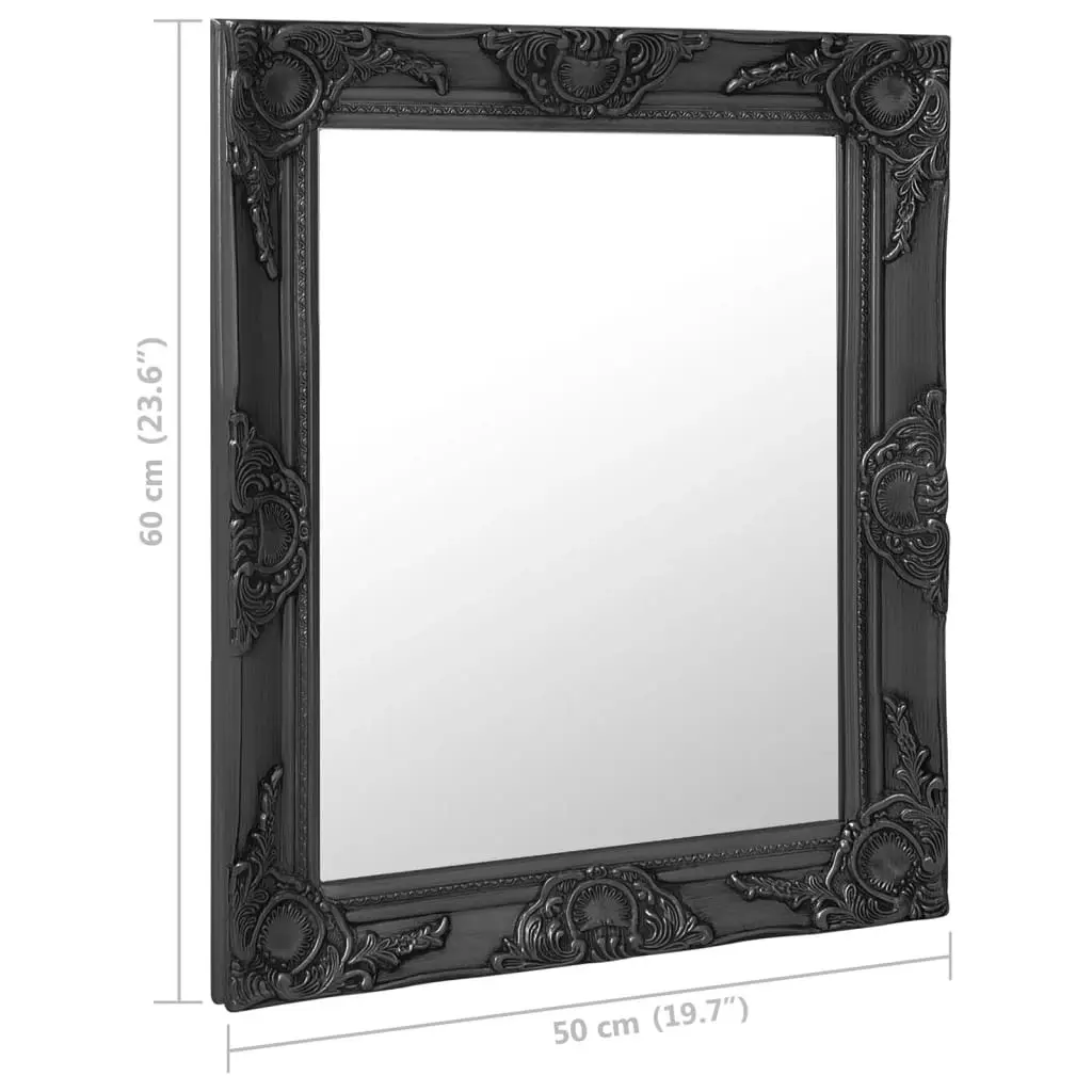 Wall Mirror Baroque Style 50x60 cm Black 320319