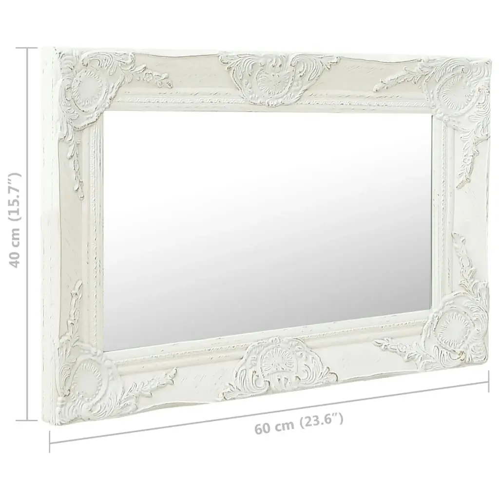 Wall Mirror Baroque Style 60x40 cm White 320328