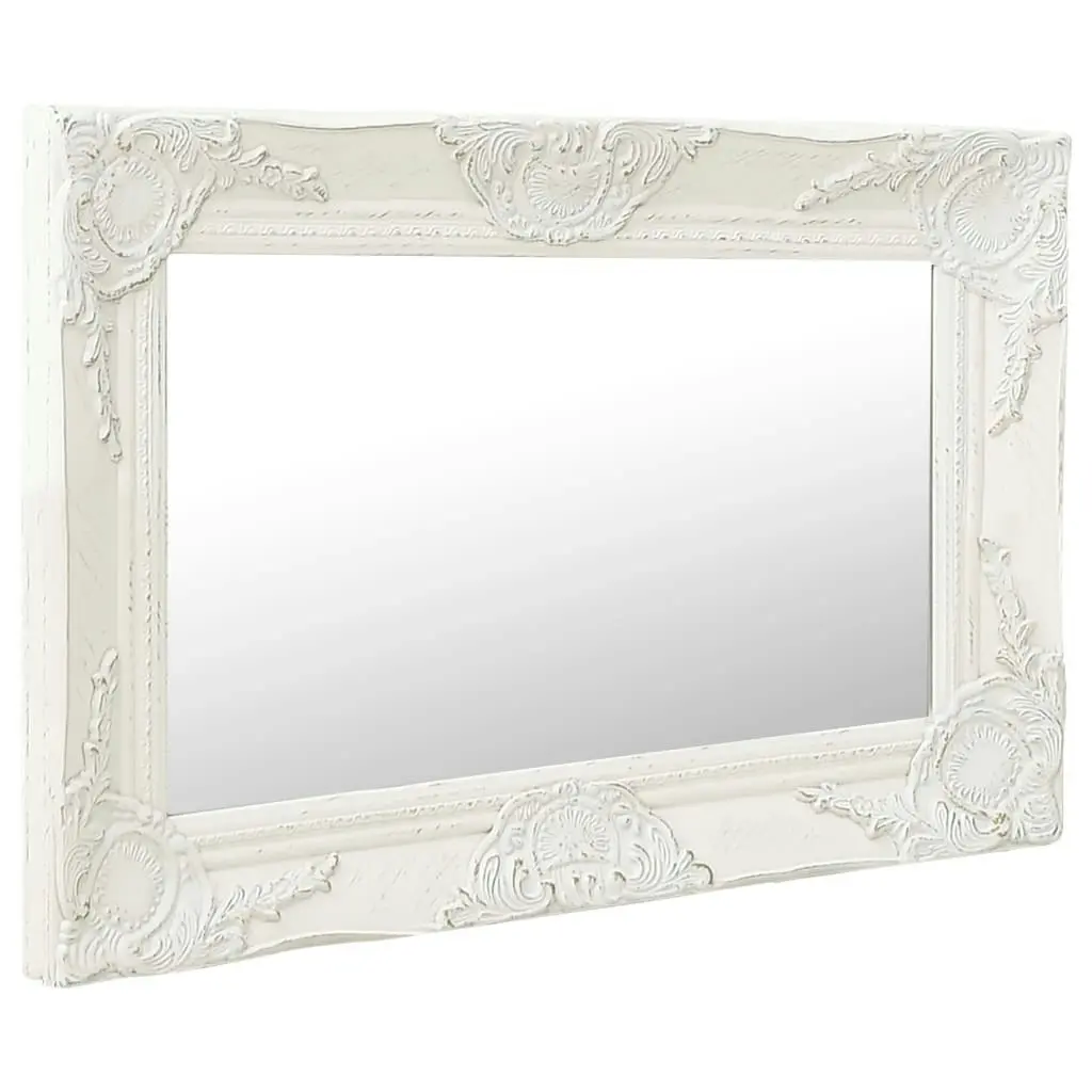 Wall Mirror Baroque Style 60x40 cm White 320328