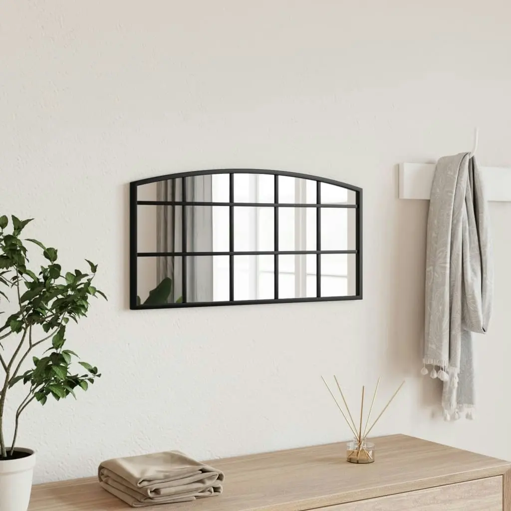 Wall Mirror Black 60x30 cm Arch Iron 358636