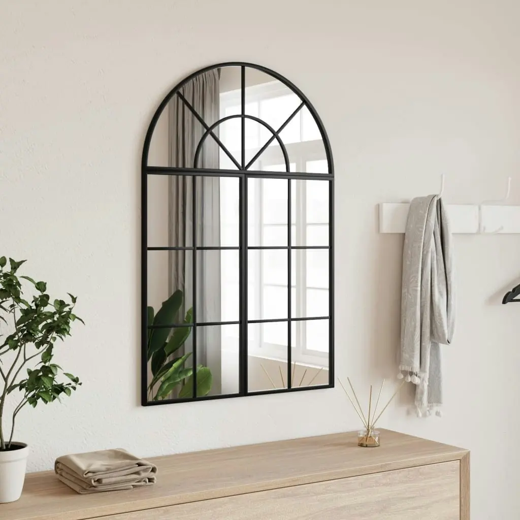 Wall Mirror Black 60x30 cm Arch Iron 358650