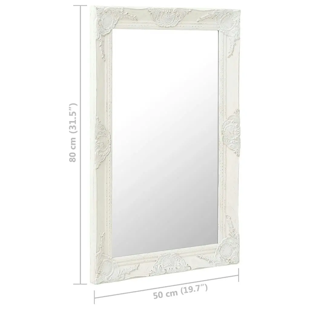 Wall Mirror Baroque Style 50x80 cm White 320320