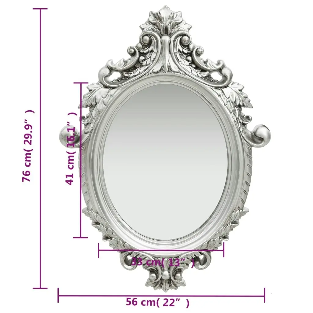 Wall Mirror Castle Style 56x76 cm Silver 320358