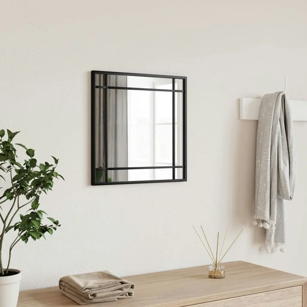 Wall Mirror Black 40x40 cm Square Iron 358633