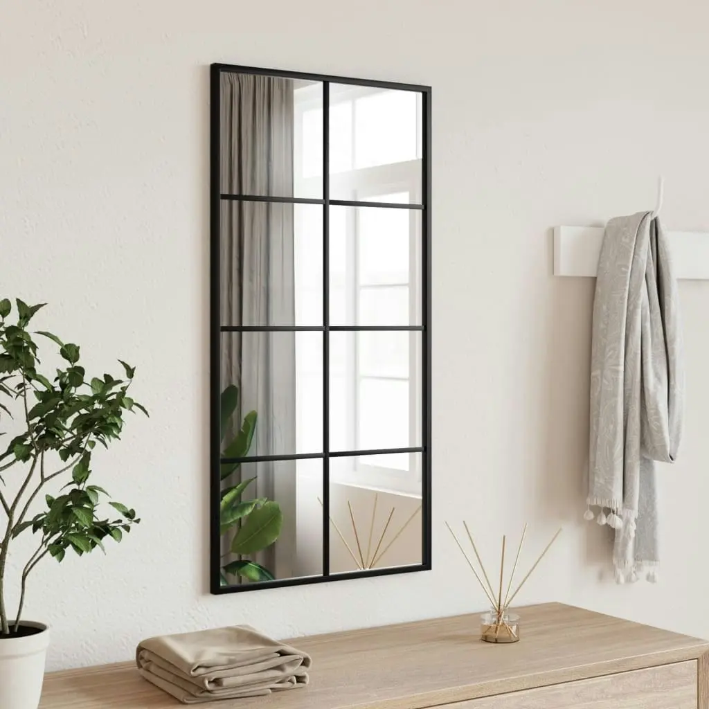 Wall Mirror Black 40x80 cm Rectangle Iron 358644