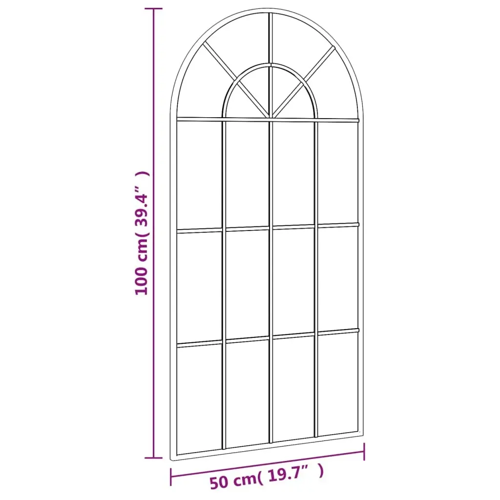 Wall Mirror Black 50x100 cm Arch Iron 358626