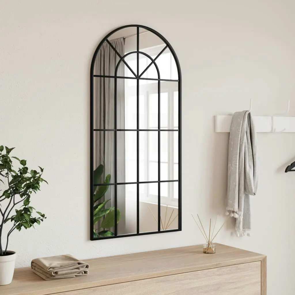 Wall Mirror Black 50x100 cm Arch Iron 358626