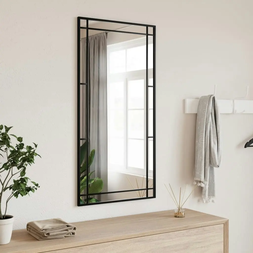 Wall Mirror Black 50x100 cm Rectangle Iron 358630