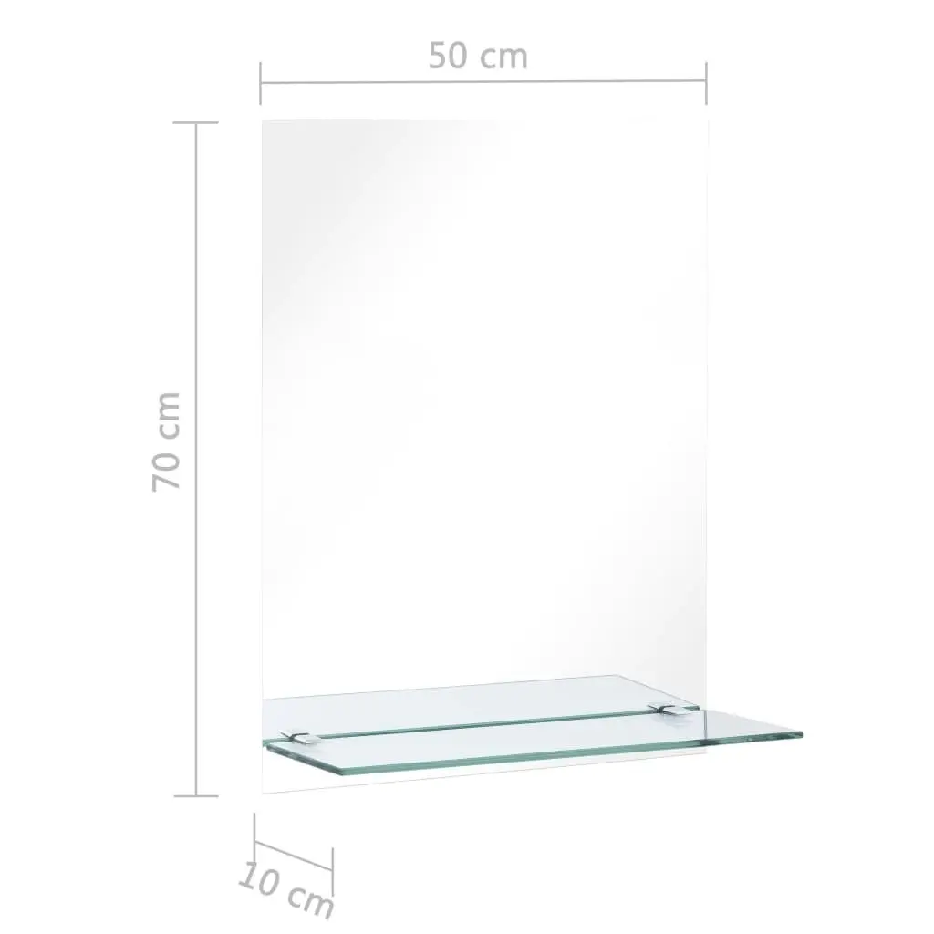 Wall Mirror with Shelf 50x70 cm Tempered Glass 249440