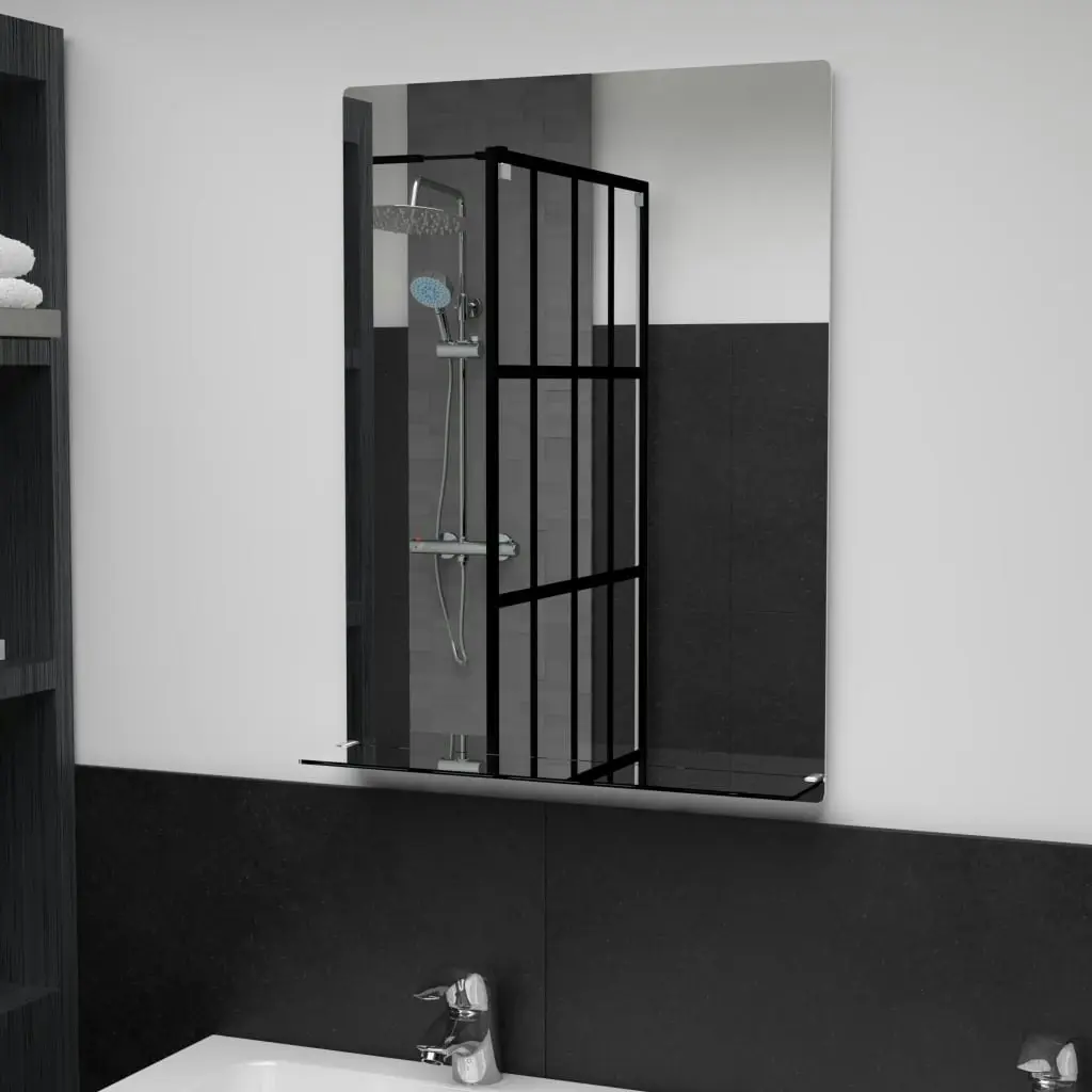 Wall Mirror with Shelf 50x70 cm Tempered Glass 249440