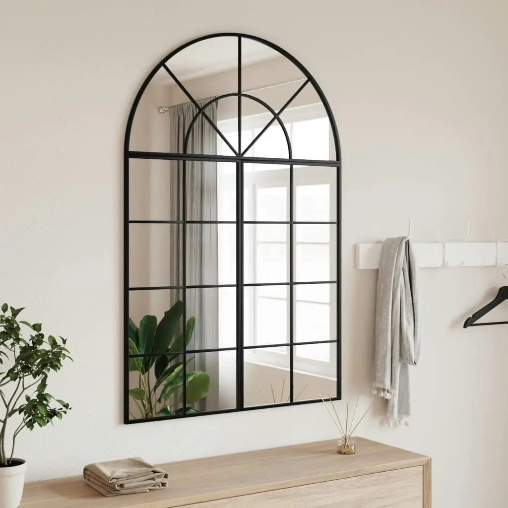 Wall Mirror Black 80x120 cm Arch Iron 3200608