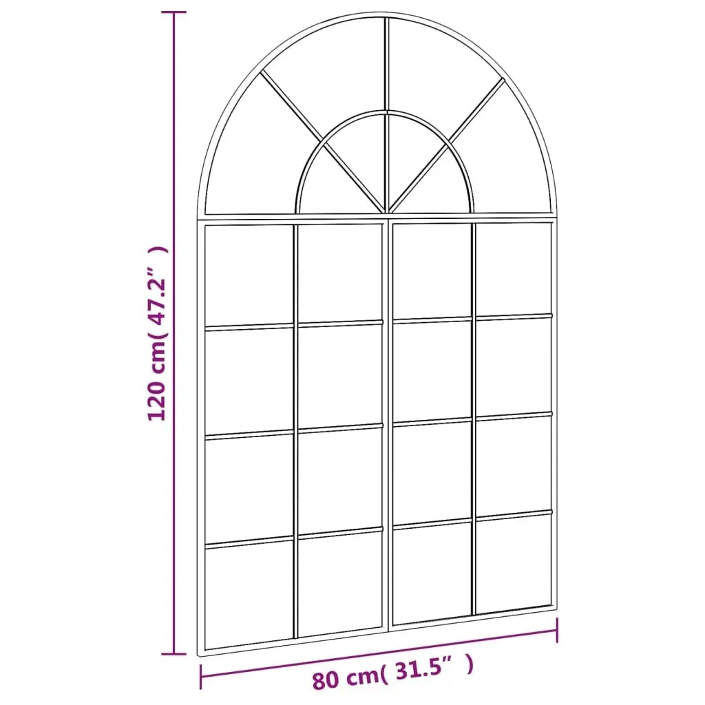 Wall Mirror Black 80x120 cm Arch Iron 3200608