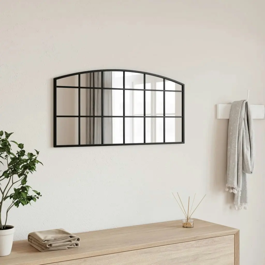 Wall Mirror Black 80x40 cm Arch Iron 358637