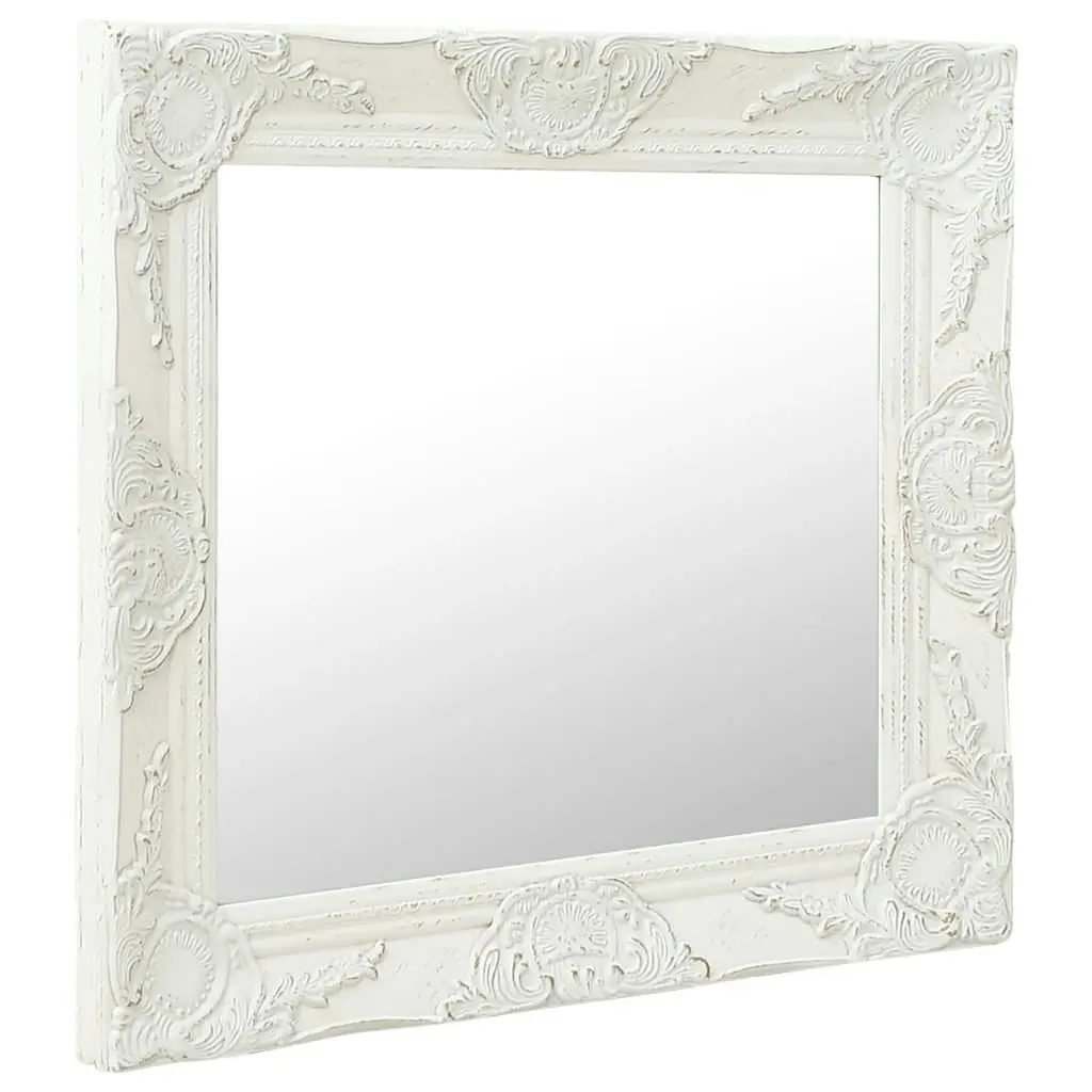 Wall Mirror Baroque Style 60x60 cm White 320332