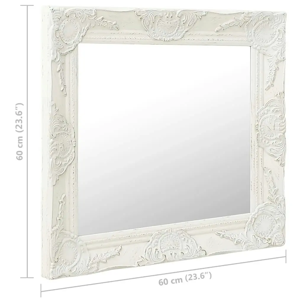 Wall Mirror Baroque Style 60x60 cm White 320332